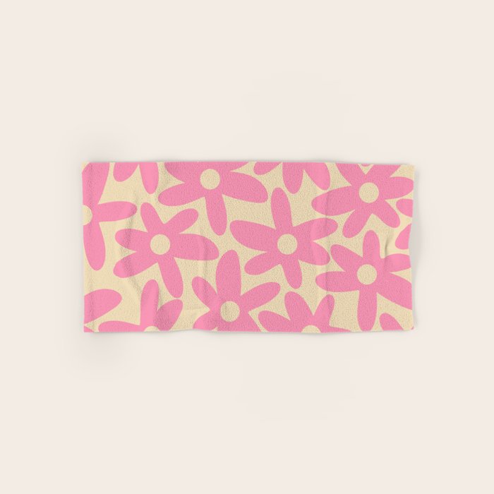 Pink Daisy Time Cute Contemporary Retro Floral Pattern Bath Towel Gallery Image 1