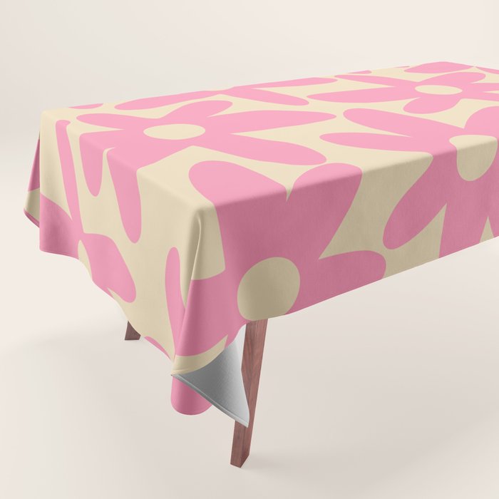 Pink Daisy Time Cute Contemporary Retro Floral Pattern Tablecloth Gallery Image 1