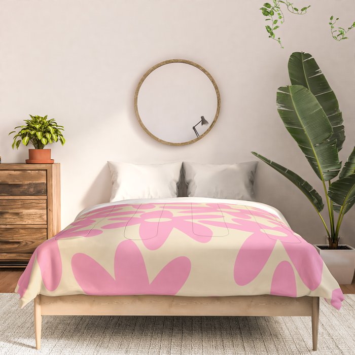 Pink Daisy Time Cute Contemporary Retro Floral Pattern Comforter Gallery Image 3