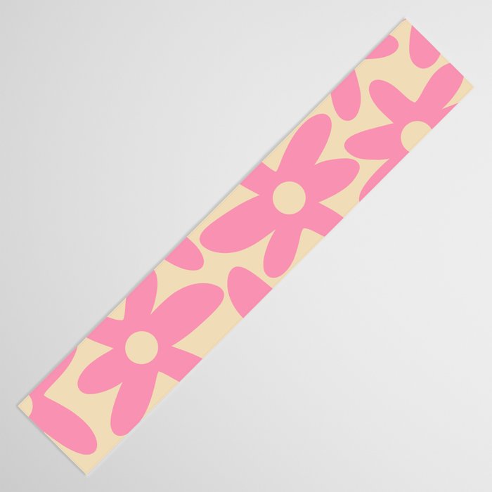 Pink Daisy Time Cute Contemporary Retro Floral Pattern Table Runner Gallery Image 3