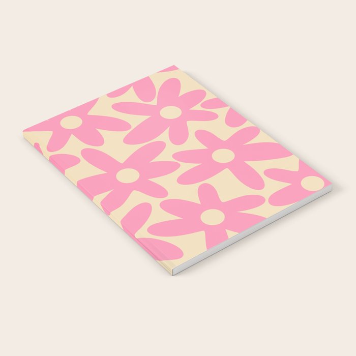 Pink Daisy Time Cute Contemporary Retro Floral Pattern Notebook Gallery Image 2
