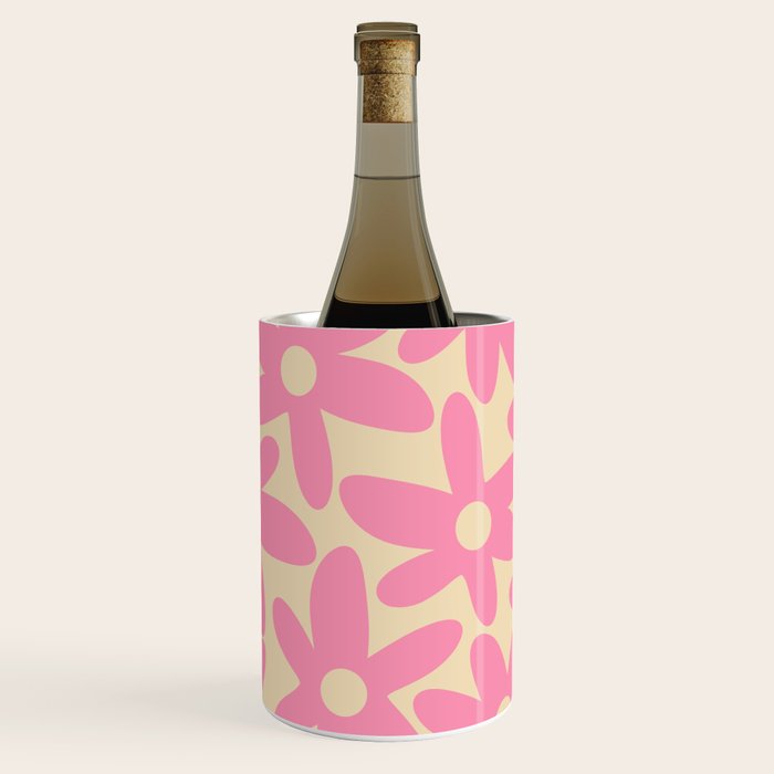 Pink Daisy Time Cute Contemporary Retro Floral Pattern Wine Chiller Gallery Image 1