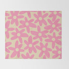 Pink Daisy Time Cute Contemporary Retro Floral Pattern Throw Blanket Gallery Image 2