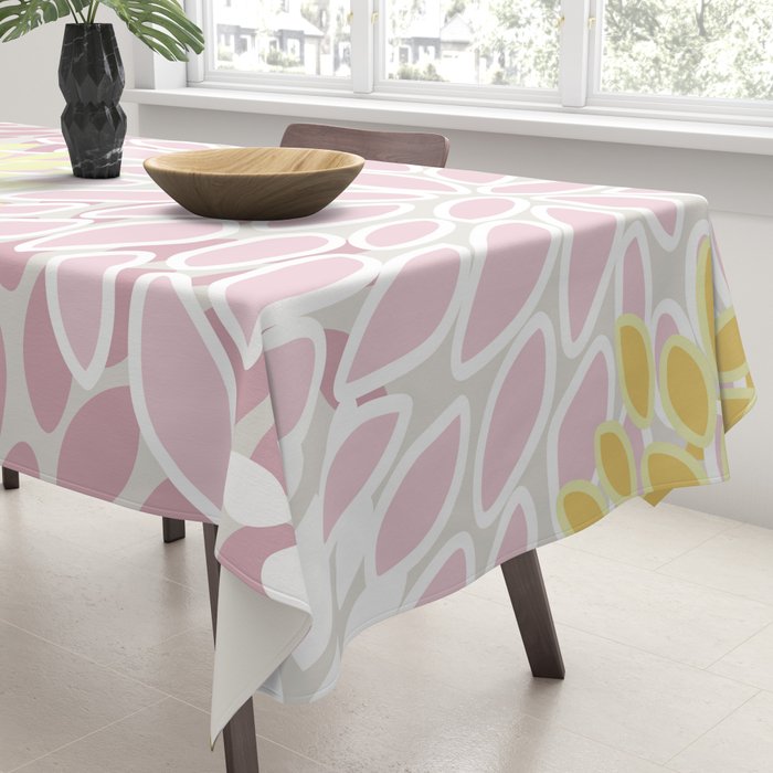 Floral Prints, Soft, Yellow and Pink, Design Prints Tablecloth Gallery Image 3
