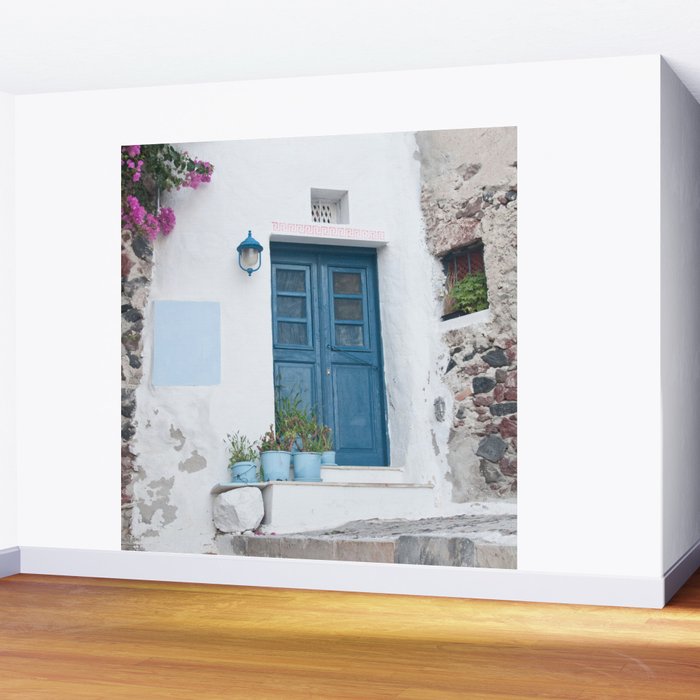 Santorini Oia Blue Door Dream #1 #minimal #wall #decor #art #society6 Wall Mural Gallery Image 2