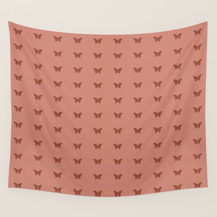Butterfly Pattern - Red Wall Tapestry Gallery Image 1