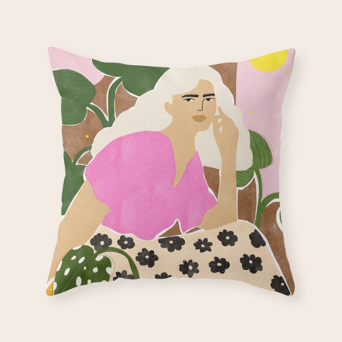 Spending time with my plants Throw Pillow Gallery Image 6