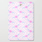 Pink love heart face checkered pattern Cutting Board Gallery Image 1