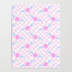 Pink love heart face checkered pattern Poster Gallery Image 4