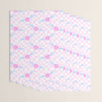 Pink love heart face checkered pattern Wrapping Paper Gallery Image 3