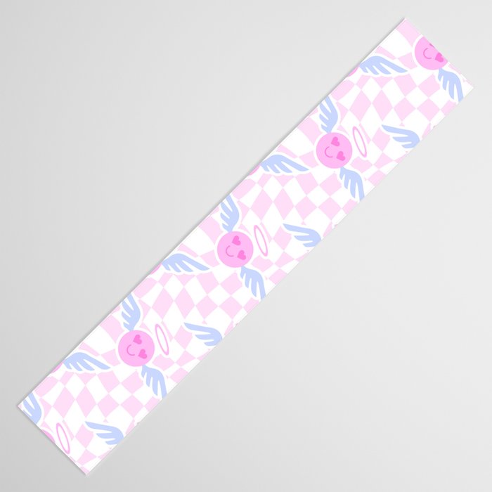 Pink love heart face checkered pattern Table Runner Gallery Image 3