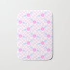 Pink love heart face checkered pattern Bath Mat Gallery Image 1
