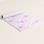 Pink love heart face checkered pattern Yoga Mat Gallery Image 2