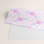 Pink love heart face checkered pattern Wrapping Paper Gallery Image 2
