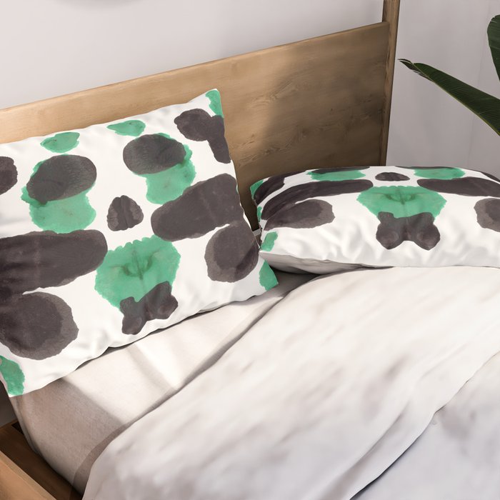 Green & Black Ink Blot Diagram Pillow Sham Gallery Image 2
