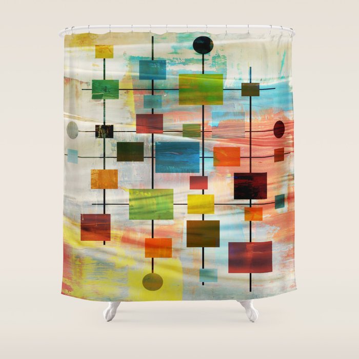 Mid-Century Modern Art 1.3 -  Graffiti Style Shower Curtain Gallery Image 1