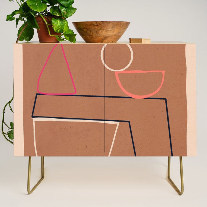Modern Abstract Minimal Shapes 62 Credenza Gallery Image 1