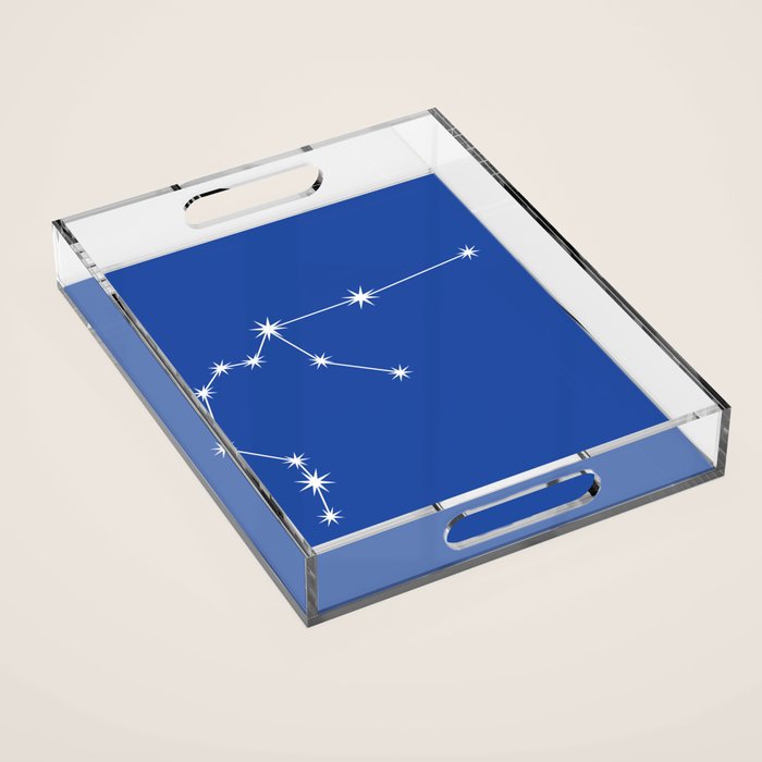 Aquarius Zodiac Star Constellation Line Art Vibrant Blue Acrylic Tray Gallery Image 1