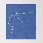 Aquarius Zodiac Star Constellation Line Art Vibrant Blue Throw Blanket Gallery Image 2