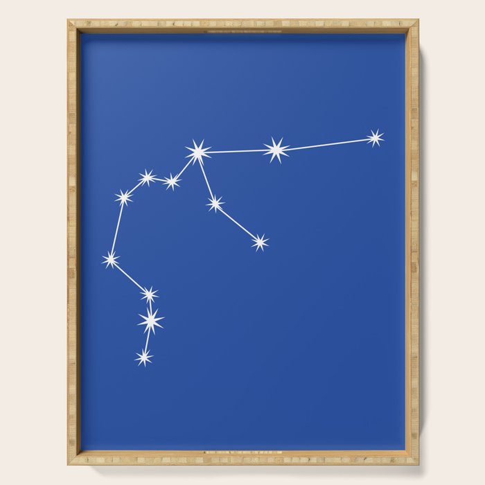 Aquarius Zodiac Star Constellation Line Art Vibrant Blue Serving Tray Gallery Image 1