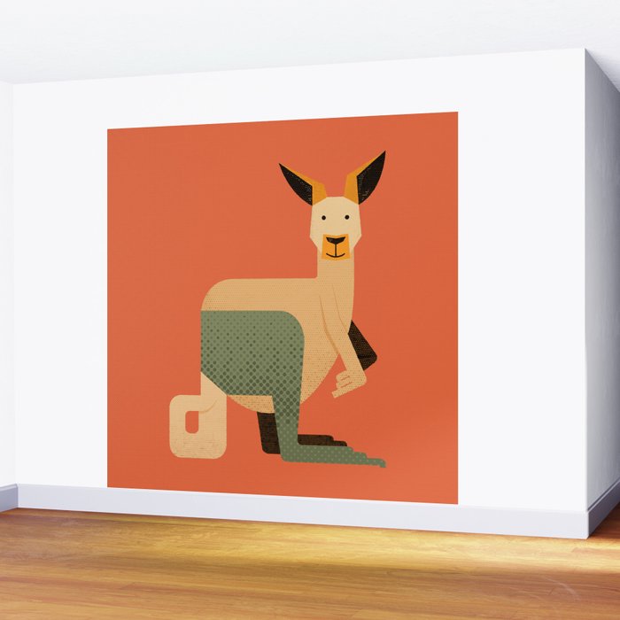 Whimsy Kangaroo Wall Mural Gallery Image 2