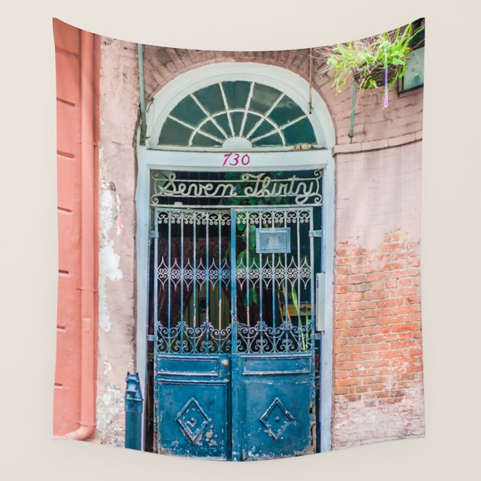 French Quarter Door New Orleans Wall Tapestry Gallery Image 1