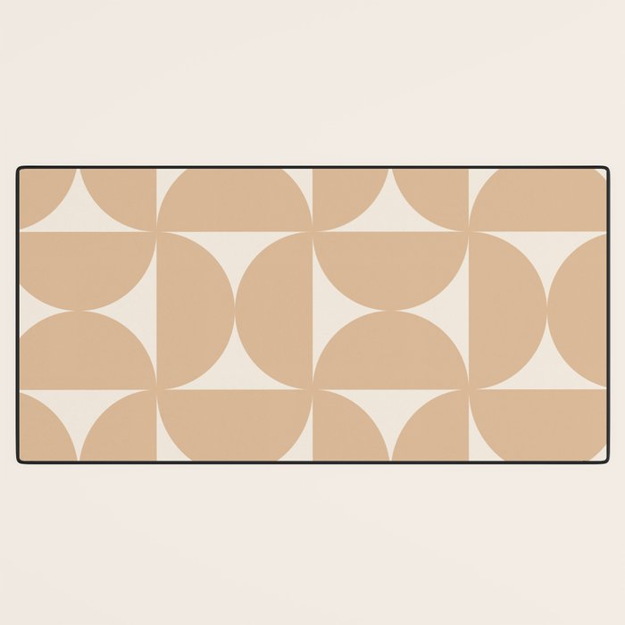 Bauhaus Mid Century Modern Geometric X Neutral Beige Desk Mat Gallery Image 3