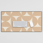 Bauhaus Mid Century Modern Geometric X Neutral Beige Desk Mat Gallery Image 1