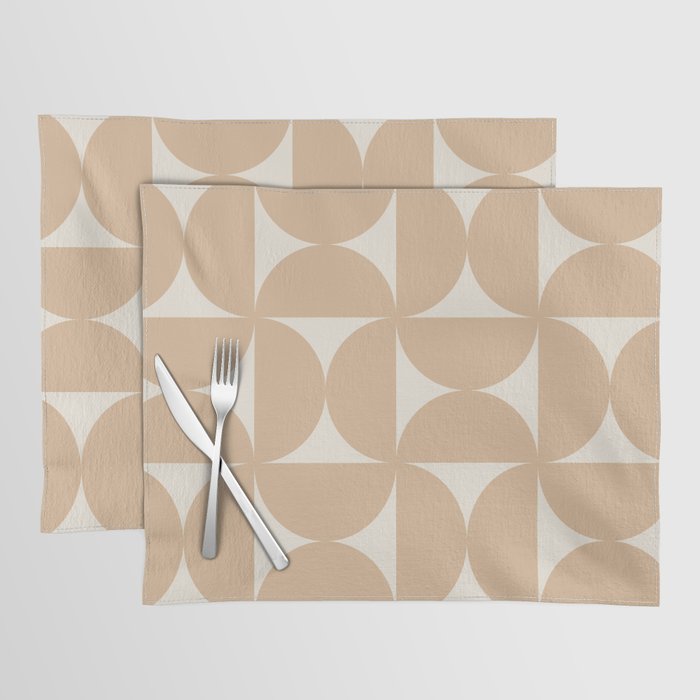 Bauhaus Mid Century Modern Geometric X Neutral Beige Placemat Gallery Image 1