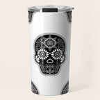 DÃ­a de Muertos Calavera â¢ Mexican Sugar Skull - Black Palette Travel Mug Gallery Image 1