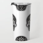 DÃ­a de Muertos Calavera â¢ Mexican Sugar Skull - Black Palette Travel Mug Gallery Image 3