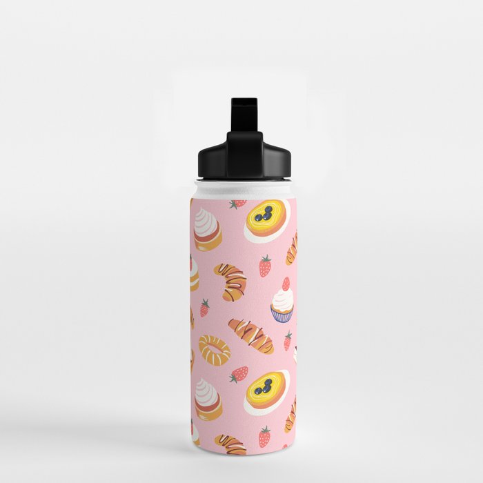 Vintage sweet pastry dessert food pattern Water Bottle Gallery Image 2