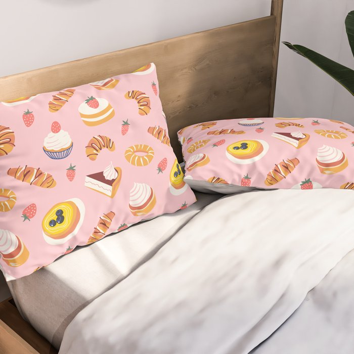 Vintage sweet pastry dessert food pattern Pillow Sham Gallery Image 2