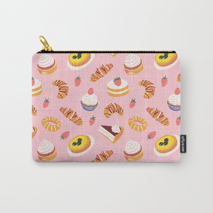 Vintage sweet pastry dessert food pattern Carry All Pouch Gallery Image 1