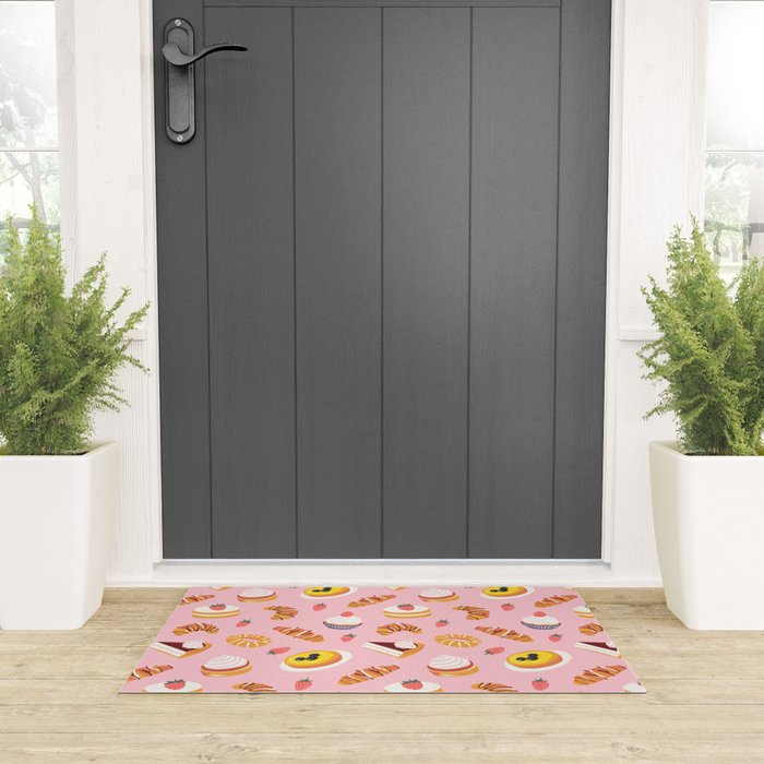Vintage sweet pastry dessert food pattern Welcome Mat Gallery Image 3