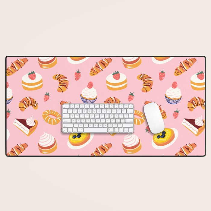 Vintage sweet pastry dessert food pattern Desk Mat Gallery Image 1
