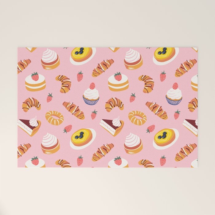 Vintage sweet pastry dessert food pattern Welcome Mat Gallery Image 1