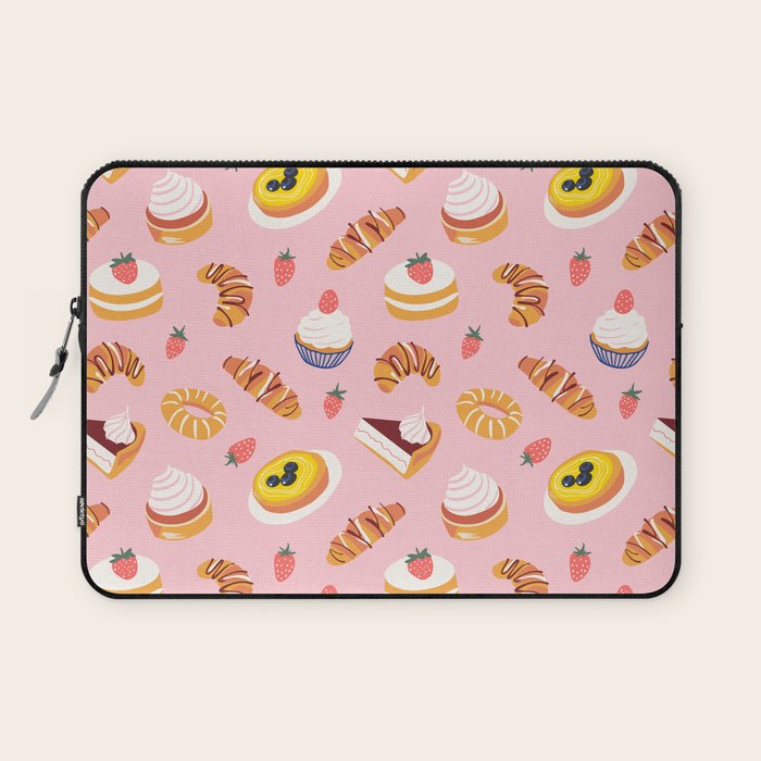 Vintage sweet pastry dessert food pattern Laptop Sleeve Gallery Image 1