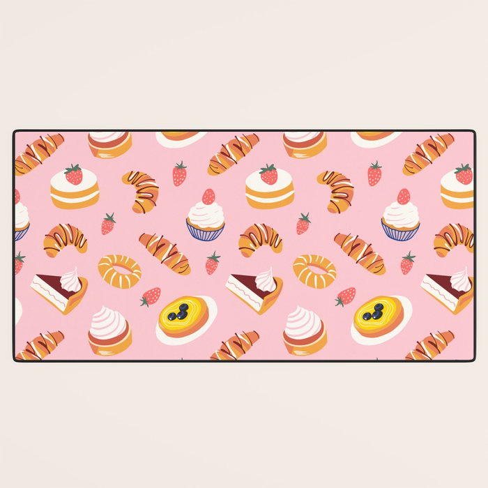 Vintage sweet pastry dessert food pattern Desk Mat Gallery Image 3