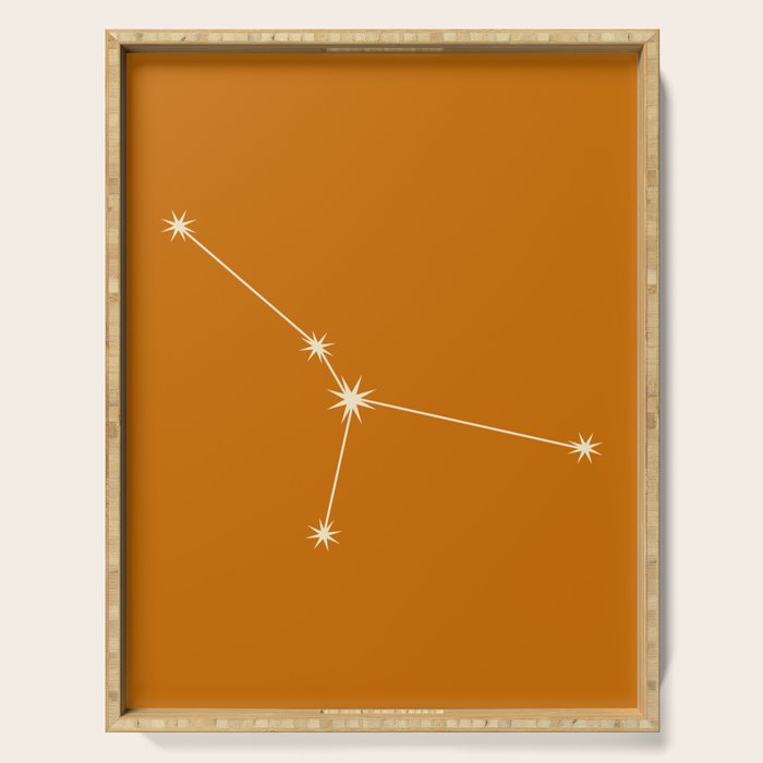 Cancer Zodiac Star Constellation Line Art Orange Serving Tray Gallery Image 1