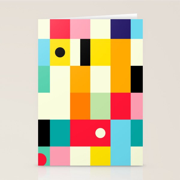 Geometric Bauhaus Pattern | Retro Arcade Video Game | Abstract Shapes Stationery Card Gallery Image 2