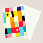 Geometric Bauhaus Pattern | Retro Arcade Video Game | Abstract Shapes Stationery Card Gallery Image 2