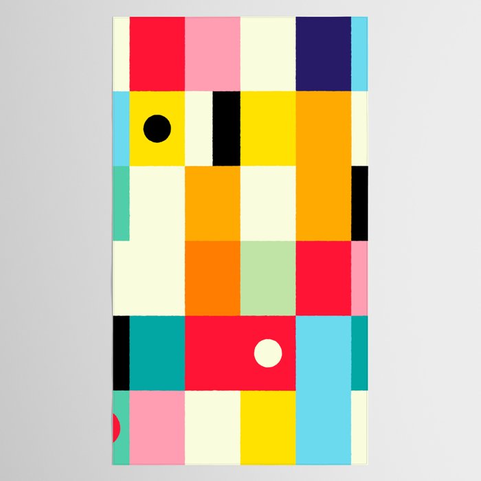 Geometric Bauhaus Pattern | Retro Arcade Video Game | Abstract Shapes Tablecloth Gallery Image 2