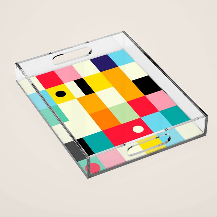 Geometric Bauhaus Pattern | Retro Arcade Video Game | Abstract Shapes Acrylic Tray Gallery Image 1