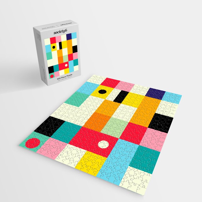 Geometric Bauhaus Pattern | Retro Arcade Video Game | Abstract Shapes Jigsaw Puzzle Gallery Image 2