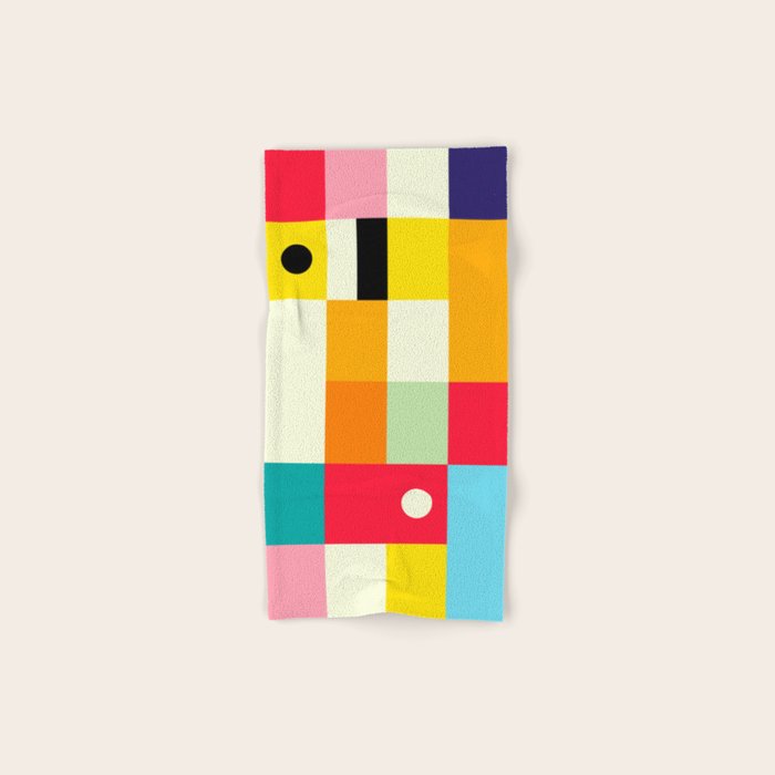 Geometric Bauhaus Pattern | Retro Arcade Video Game | Abstract Shapes Towels Gallery Image 1