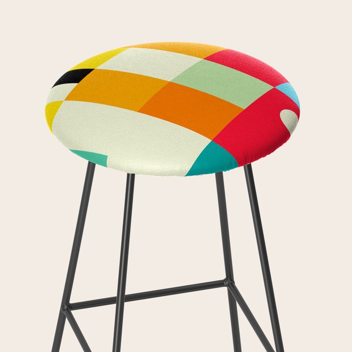 Geometric Bauhaus Pattern | Retro Arcade Video Game | Abstract Shapes Stool Gallery Image 2