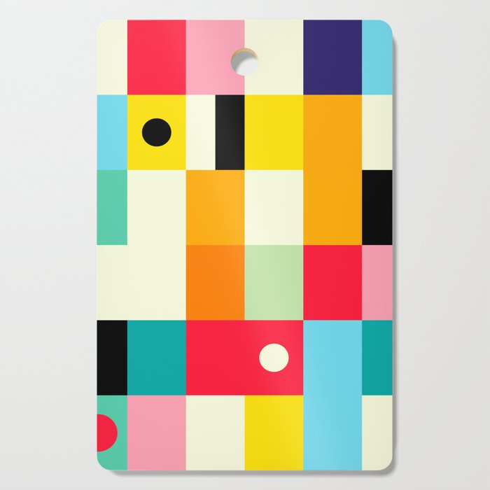 Geometric Bauhaus Pattern | Retro Arcade Video Game | Abstract Shapes Cutting Board Gallery Image 1