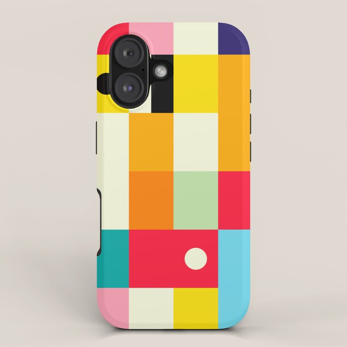 Geometric Bauhaus Pattern | Retro Arcade Video Game | Abstract Shapes iPhone Case Gallery Image 1