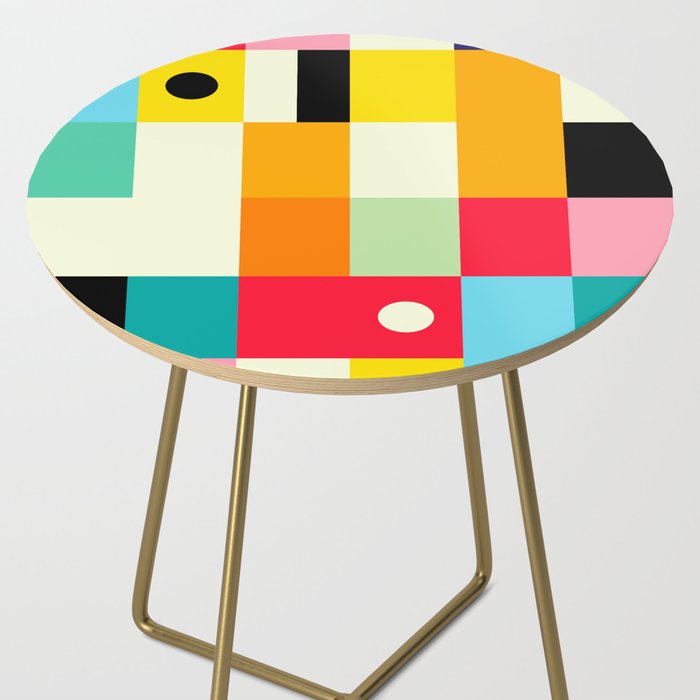 Geometric Bauhaus Pattern | Retro Arcade Video Game | Abstract Shapes Side Table Gallery Image 2